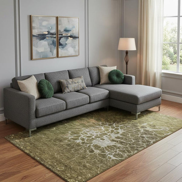 HomeRoots 8' X 10' Chocolate & Silver Abstract Washable Area Rug with UV Protection for Busy Homes & Style 654564