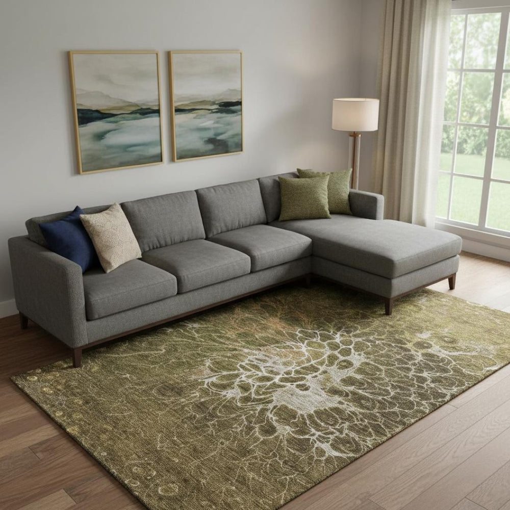 HomeRoots 10' X 14' Chocolate & Silver Abstract Area Rug - Durable, Stain-Resistant & UV Protected for Homes 654566
