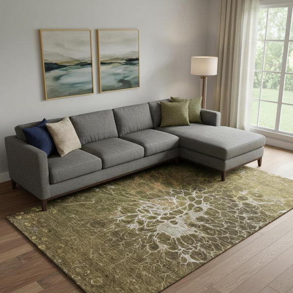 HomeRoots 10' X 14' Chocolate & Silver Abstract Area Rug - Durable, Stain-Resistant & UV Protected for Homes 654566
