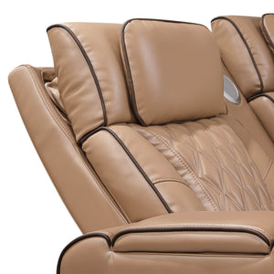 English Elm Fortuner Faux Leather Power Reclining Sectional with Led Lighting and Bluetooth Speakers B009S02224