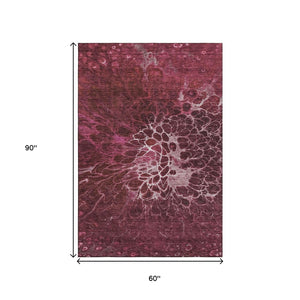 HomeRoots 5' X 8' Merlot & Silver Abstract Washable Area Rug - Durable, Stain-Resistant, UV Protected Elegance 654568