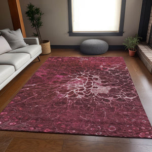 HomeRoots 5' X 8' Merlot & Silver Abstract Washable Area Rug - Durable, Stain-Resistant, UV Protected Elegance 654568