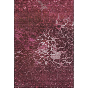 HomeRoots 5' X 8' Merlot & Silver Abstract Washable Area Rug - Durable, Stain-Resistant, UV Protected Elegance 654568