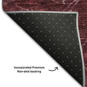 HomeRoots 5' X 8' Merlot & Silver Abstract Washable Area Rug - Durable, Stain-Resistant, UV Protected Elegance 654568