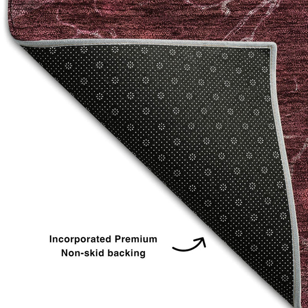 HomeRoots 5' X 8' Merlot & Silver Abstract Washable Area Rug - Durable, Stain-Resistant, UV Protected Elegance 654568