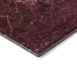 HomeRoots 5' X 8' Merlot & Silver Abstract Washable Area Rug - Durable, Stain-Resistant, UV Protected Elegance 654568