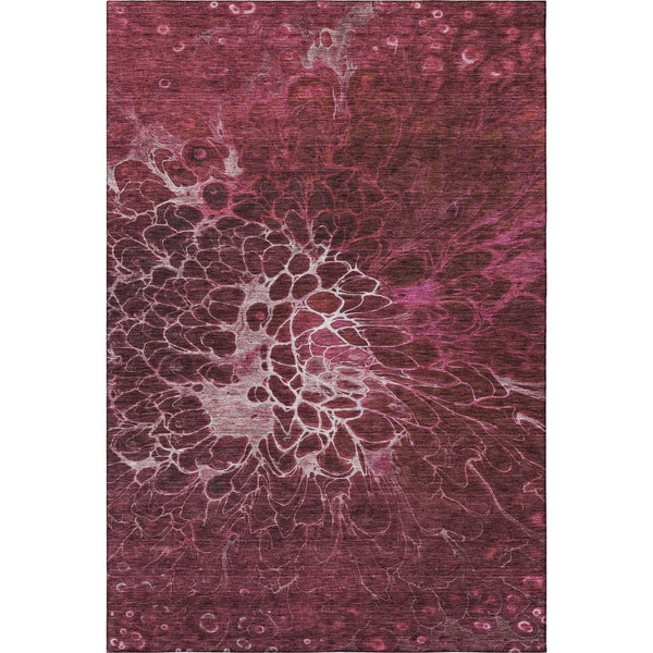 HomeRoots 10' X 14' Merlot & Silver Abstract Area Rug - Washable, UV Protected, Stain Resistant for Easy Care 654572