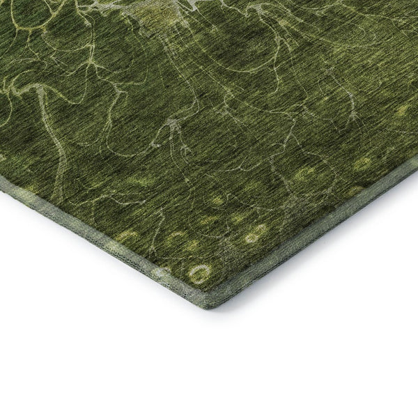 HomeRoots 8' X 10' Olive Green Abstract Area Rug - Washable, UV Protected, Durable for Homes with Kids & Pets 654582