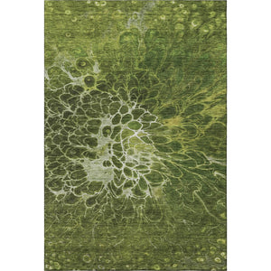 HomeRoots 10' X 14' Olive Green and Ivory Abstract Area Rug - Stain Resistant, UV Protected, Easy-Care Design 654584