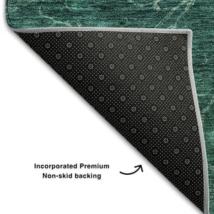 HomeRoots 8' Teal And Ivory Abstract Round Rug – Washable, UV-Protected, Durable & Perfect for Busy Homes! 654587