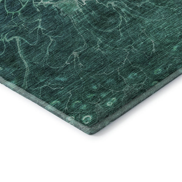 HomeRoots 8' Teal And Ivory Abstract Round Rug – Washable, UV-Protected, Durable & Perfect for Busy Homes! 654587