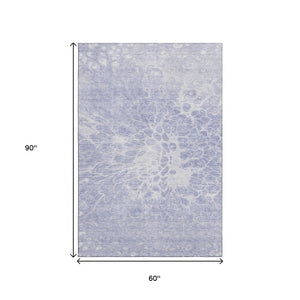 HomeRoots 5' X 8' Lavender & Ivory Abstract Area Rug - Washable, UV-Protected, Pet-Friendly & Stylish Design 654592