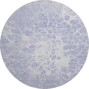 HomeRoots 8' Lavender and Ivory Abstract Round Rug - Washable, Stain-Resistant, UV Protected for Living Spaces 654593