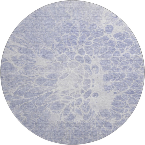 HomeRoots 8' Lavender and Ivory Abstract Round Rug - Washable, Stain-Resistant, UV Protected for Living Spaces 654593