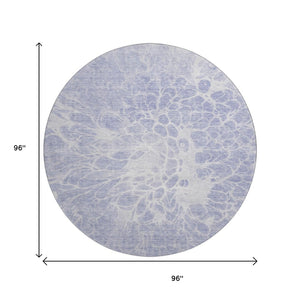 HomeRoots 8' Lavender and Ivory Abstract Round Rug - Washable, Stain-Resistant, UV Protected for Living Spaces 654593