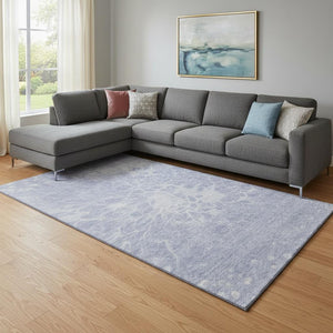 HomeRoots 8' X 10' Lavender & Ivory Abstract Washable Area Rug – Durable, Stylish, UV-Protected for Modern Homes 654594