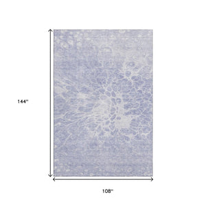 HomeRoots 9' X 12' Contemporary Lavender & Ivory Abstract Area Rug - Durable, Washable, UV Protected Design 654595
