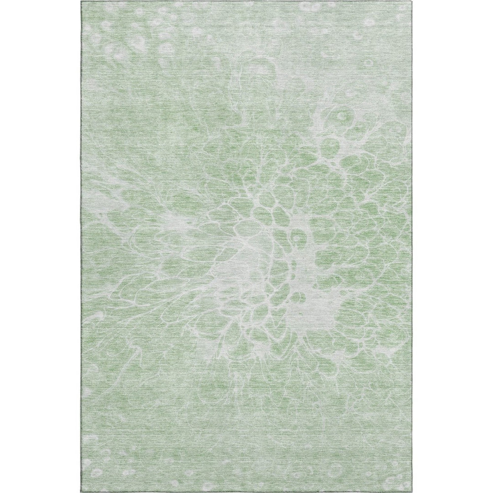 HomeRoots 5' X 8' Mint Green and Ivory Abstract Area Rug - Modern, Stain-Resistant with UV Protection! 654598