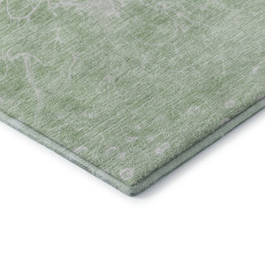 HomeRoots 8' Mint Green and Ivory Abstract Washable Round Rug – Durable, Stain-Resistant, UV Protected Style 654599