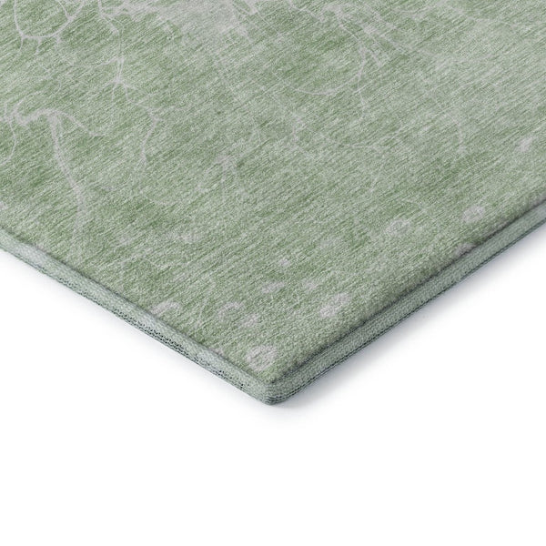 HomeRoots 8' Mint Green and Ivory Abstract Washable Round Rug – Durable, Stain-Resistant, UV Protected Style 654599