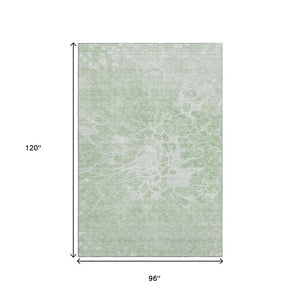 HomeRoots 8' X 10' Chic Mint Green & Ivory Abstract Area Rug - Washable, UV Protected, Stain-Resistant Design! 654600