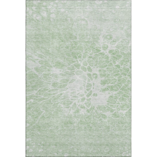 HomeRoots 8' X 10' Chic Mint Green & Ivory Abstract Area Rug - Washable, UV Protected, Stain-Resistant Design! 654600