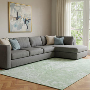 HomeRoots 8' X 10' Chic Mint Green & Ivory Abstract Area Rug - Washable, UV Protected, Stain-Resistant Design! 654600