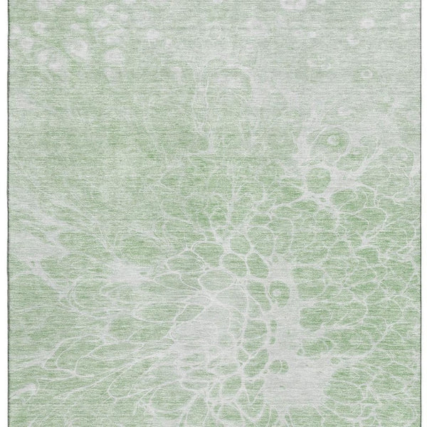 HomeRoots 9' X 12' Mint Green Abstract Area Rug - Washable, UV Protected, Durable Design for High-Traffic Rooms 654601