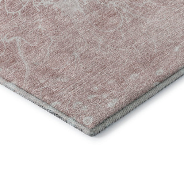 HomeRoots 5' X 8' Pink and Ivory Abstract Area Rug - Washable, UV-Protected, Stain-Resistant & Stylish Comfort 654604