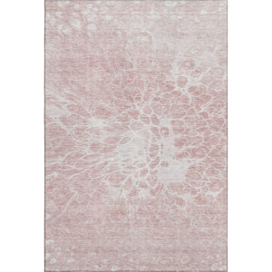 HomeRoots 8' X 10' Pink And Ivory Abstract Washable Area Rug - UV Protected, Stain Resistant & Easy Care Elegance 654606