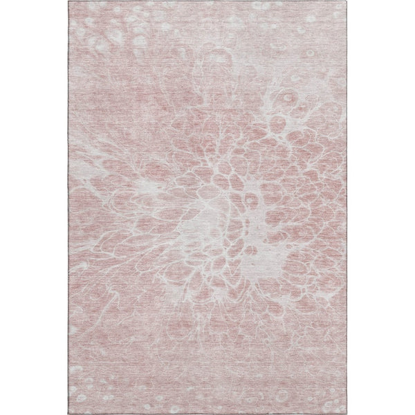 HomeRoots 8' X 10' Pink And Ivory Abstract Washable Area Rug - UV Protected, Stain Resistant & Easy Care Elegance 654606