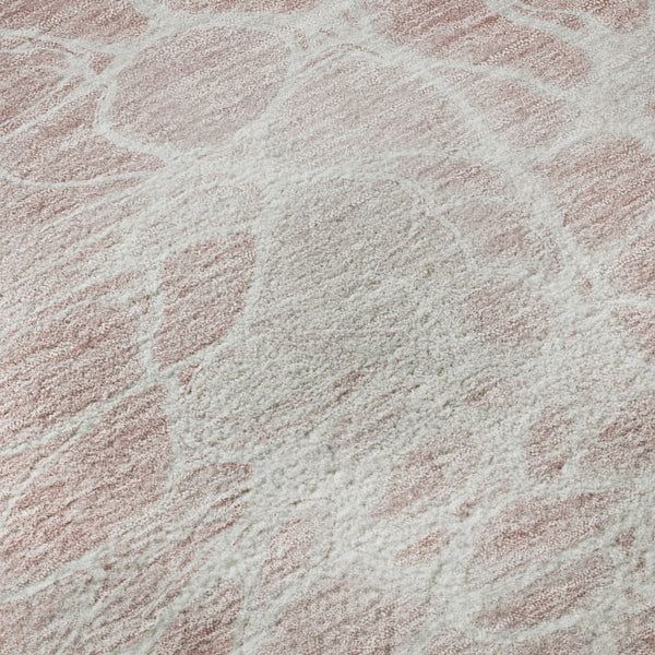 HomeRoots 8' X 10' Pink And Ivory Abstract Washable Area Rug - UV Protected, Stain Resistant & Easy Care Elegance 654606