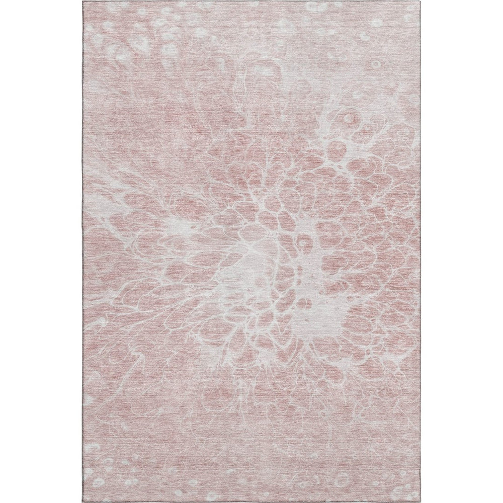 HomeRoots 10' X 14' Pink And Ivory Abstract Area Rug - Washable, UV-Protected, Stylish & Durable for Any Space 654608