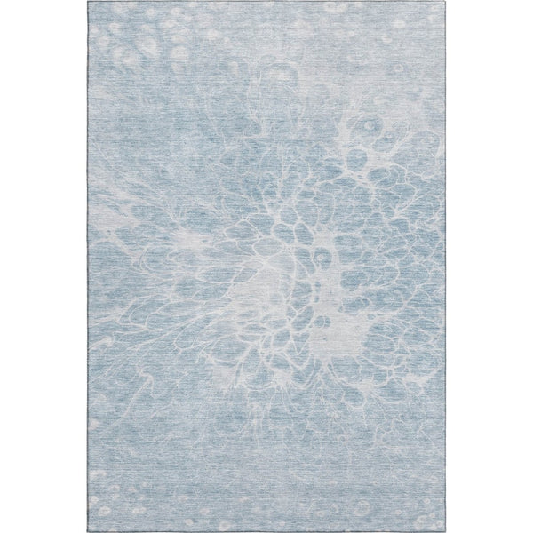 HomeRoots 8' X 10' Sky Blue and Ivory Abstract Washable Area Rug - UV Protected, Durable, Easy-Care Design 654612
