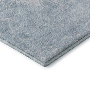 HomeRoots 8' X 10' Sky Blue and Ivory Abstract Washable Area Rug - UV Protected, Durable, Easy-Care Design 654612