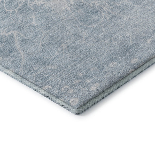 HomeRoots 8' X 10' Sky Blue and Ivory Abstract Washable Area Rug - UV Protected, Durable, Easy-Care Design 654612