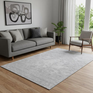 HomeRoots 5' X 8' Abstract Silver and Gray Washable Area Rug - Durable, Stain Resistant, UV Protected Design! 654616