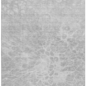 HomeRoots 5' X 8' Abstract Silver and Gray Washable Area Rug - Durable, Stain Resistant, UV Protected Design! 654616