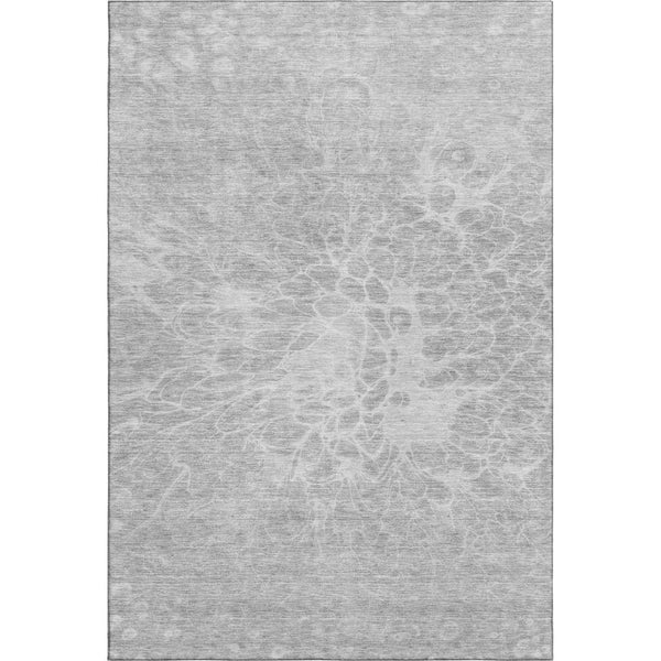 HomeRoots 10' X 14' Silver and Gray Abstract Area Rug - Washable, UV-Protected, Soft, Durable for Any Space 654620