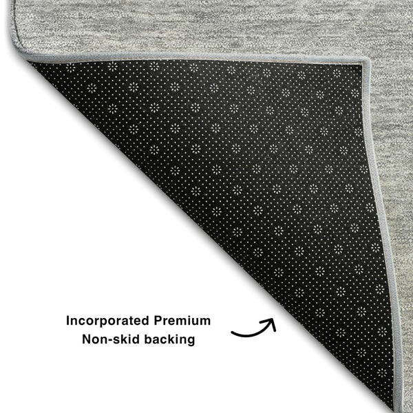 HomeRoots 10' X 14' Silver and Gray Abstract Area Rug - Washable, UV-Protected, Soft, Durable for Any Space 654620