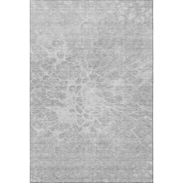 HomeRoots 10' X 14' Silver and Gray Abstract Area Rug - Washable, UV-Protected, Soft, Durable for Any Space 654620