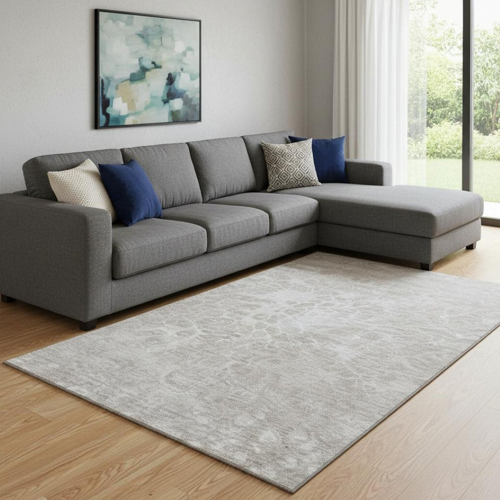 HomeRoots 8' X 10' Stylish Taupe & Ivory Abstract Area Rug - Washable, UV Protected, Stain Resistant Design 654624