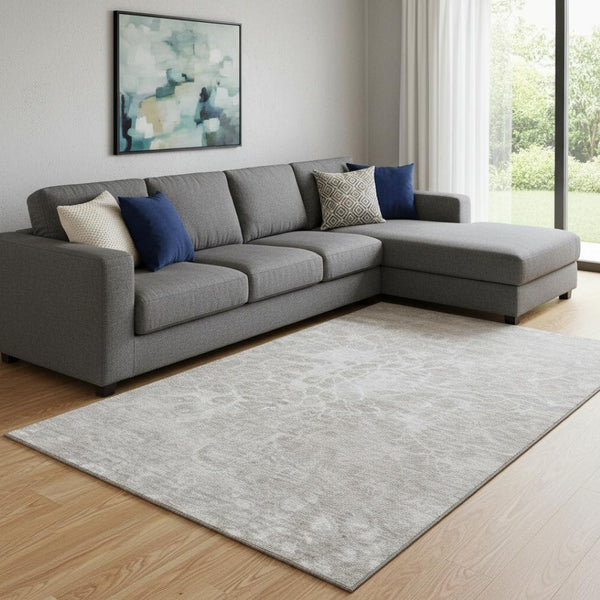 HomeRoots 8' X 10' Stylish Taupe & Ivory Abstract Area Rug - Washable, UV Protected, Stain Resistant Design 654624