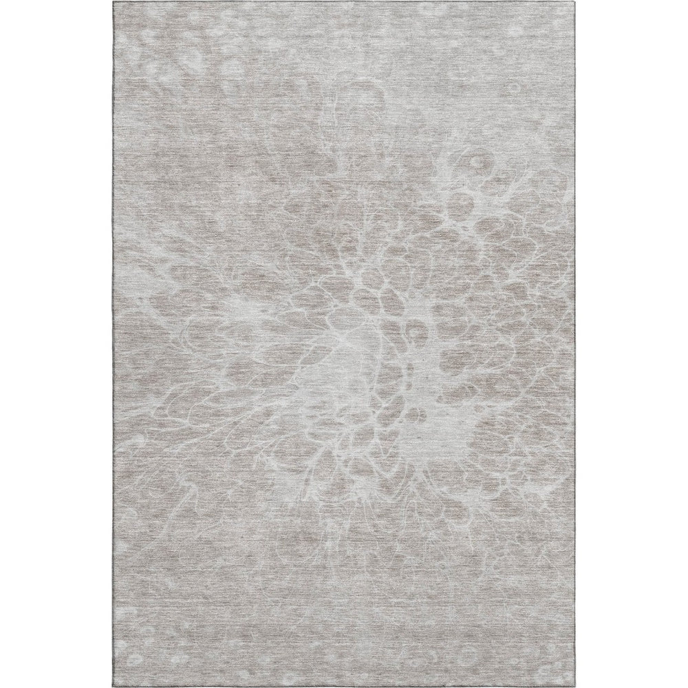 HomeRoots 9' X 12' Taupe & Ivory Abstract Washable Area Rug - Stain Resistant, Soft, UV Protected, Durable Design 654625