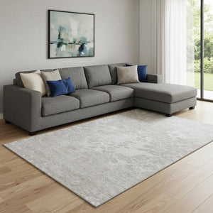 HomeRoots 9' X 12' Taupe & Ivory Abstract Washable Area Rug - Stain Resistant, Soft, UV Protected, Durable Design 654625