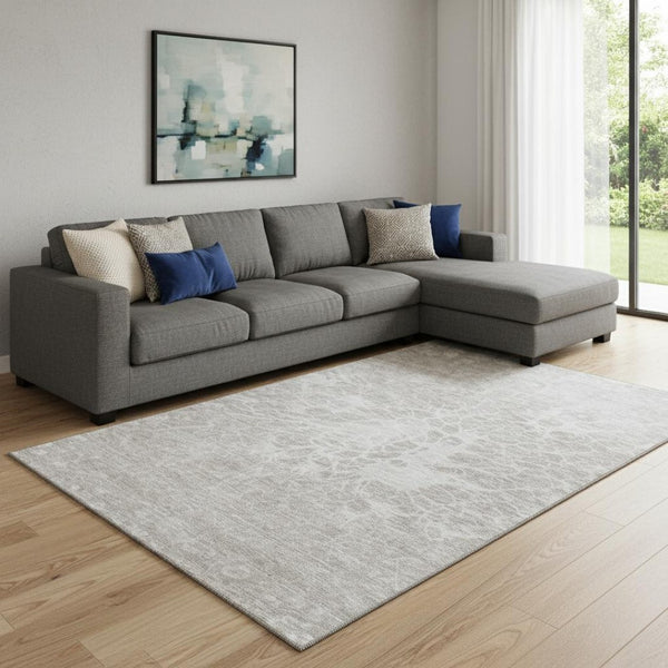 HomeRoots 9' X 12' Taupe & Ivory Abstract Washable Area Rug - Stain Resistant, Soft, UV Protected, Durable Design 654625
