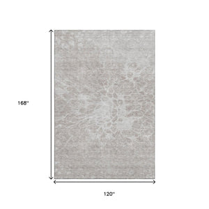 HomeRoots 10' X 14' Taupe and Ivory Abstract Area Rug - Durable, Stain-Resistant, UV Protected for Modern Homes 654626