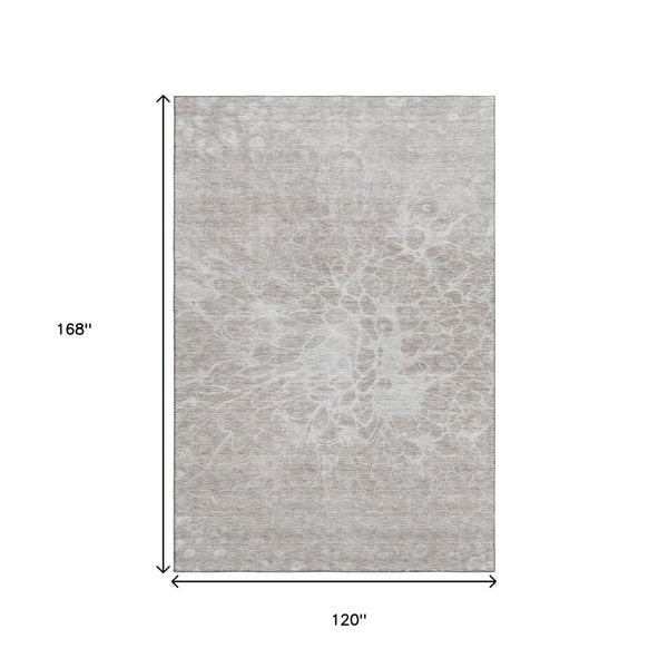 HomeRoots 10' X 14' Taupe and Ivory Abstract Area Rug - Durable, Stain-Resistant, UV Protected for Modern Homes 654626