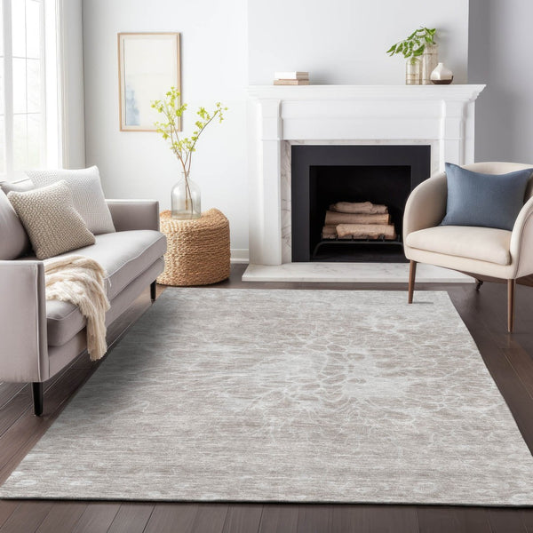 HomeRoots 10' X 14' Taupe and Ivory Abstract Area Rug - Durable, Stain-Resistant, UV Protected for Modern Homes 654626