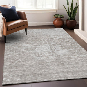 HomeRoots 10' X 14' Taupe and Ivory Abstract Area Rug - Durable, Stain-Resistant, UV Protected for Modern Homes 654626
